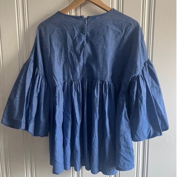 HEMANT & NANDITA embroidered boho blouse blue/red size small - Picture 2 of 10